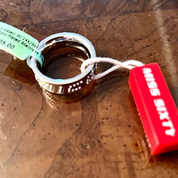 NWT Miss Sixty Crystal and Stainless Steel Ring 9 - Picture 3 of 6